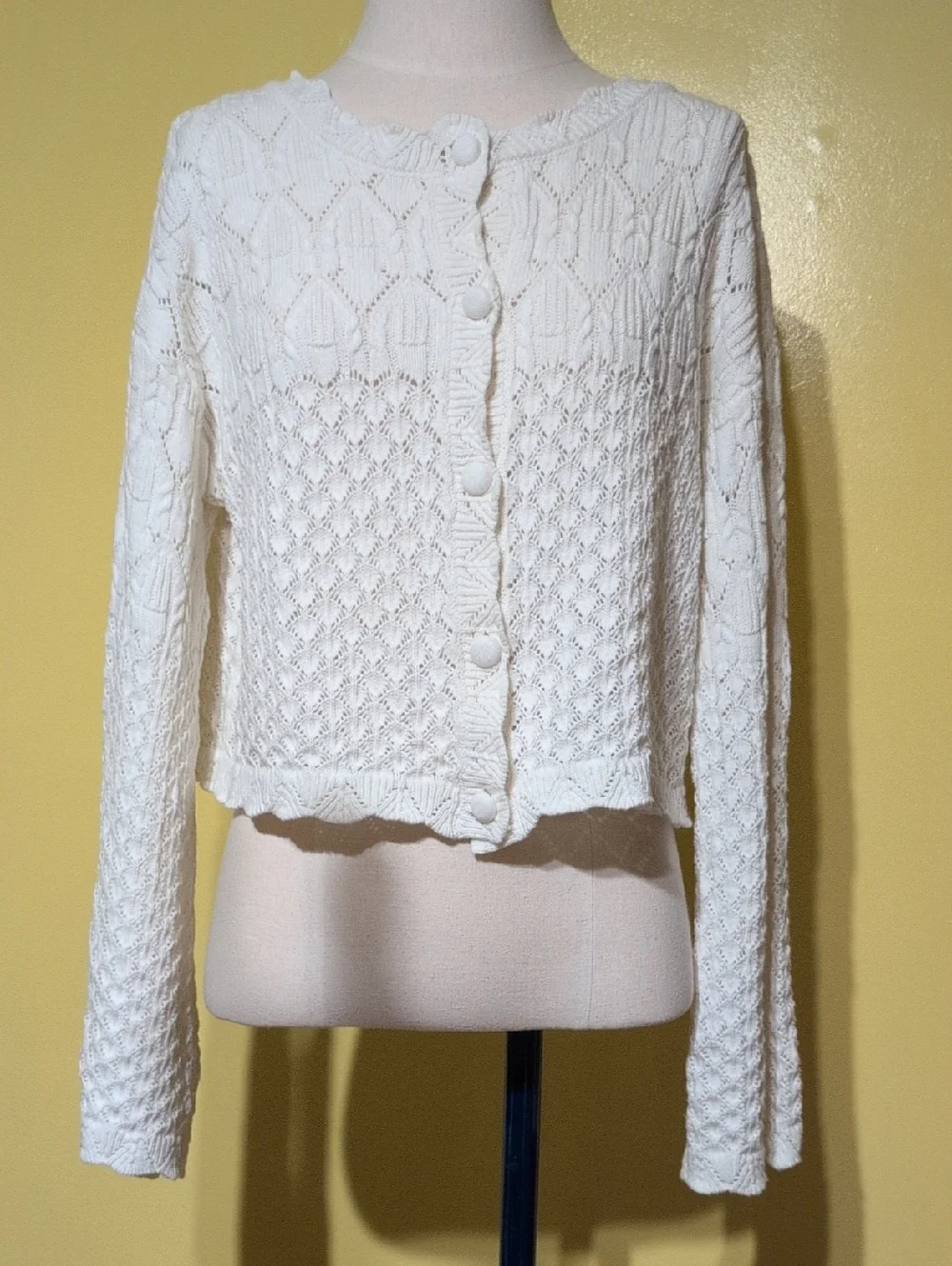 Sincerly Jules Cream Knit Button-Front Cardigan - Picture 1 of 10